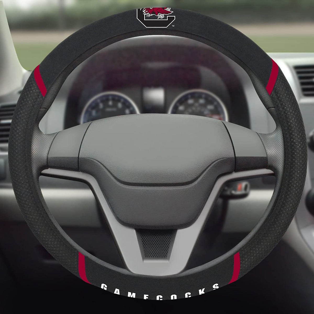 South Carolina Gamecocks Premium 15 Inch Black Emroidered Steering Wheel Cover University of 3