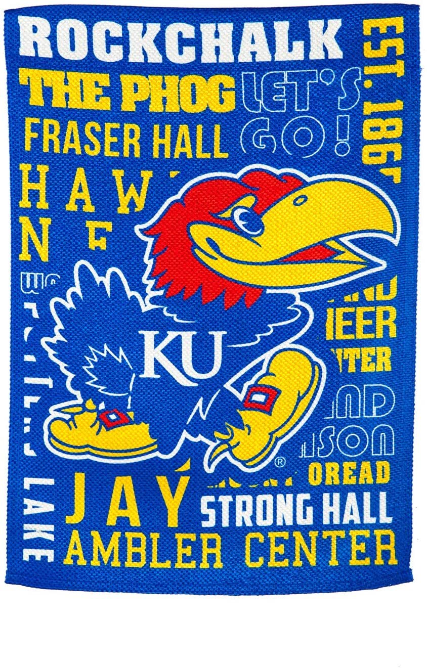 University of Kansas Jayhawks Premium Garden Flag Banner, Double Sided, Fan Rules, 13x18 Inch 1