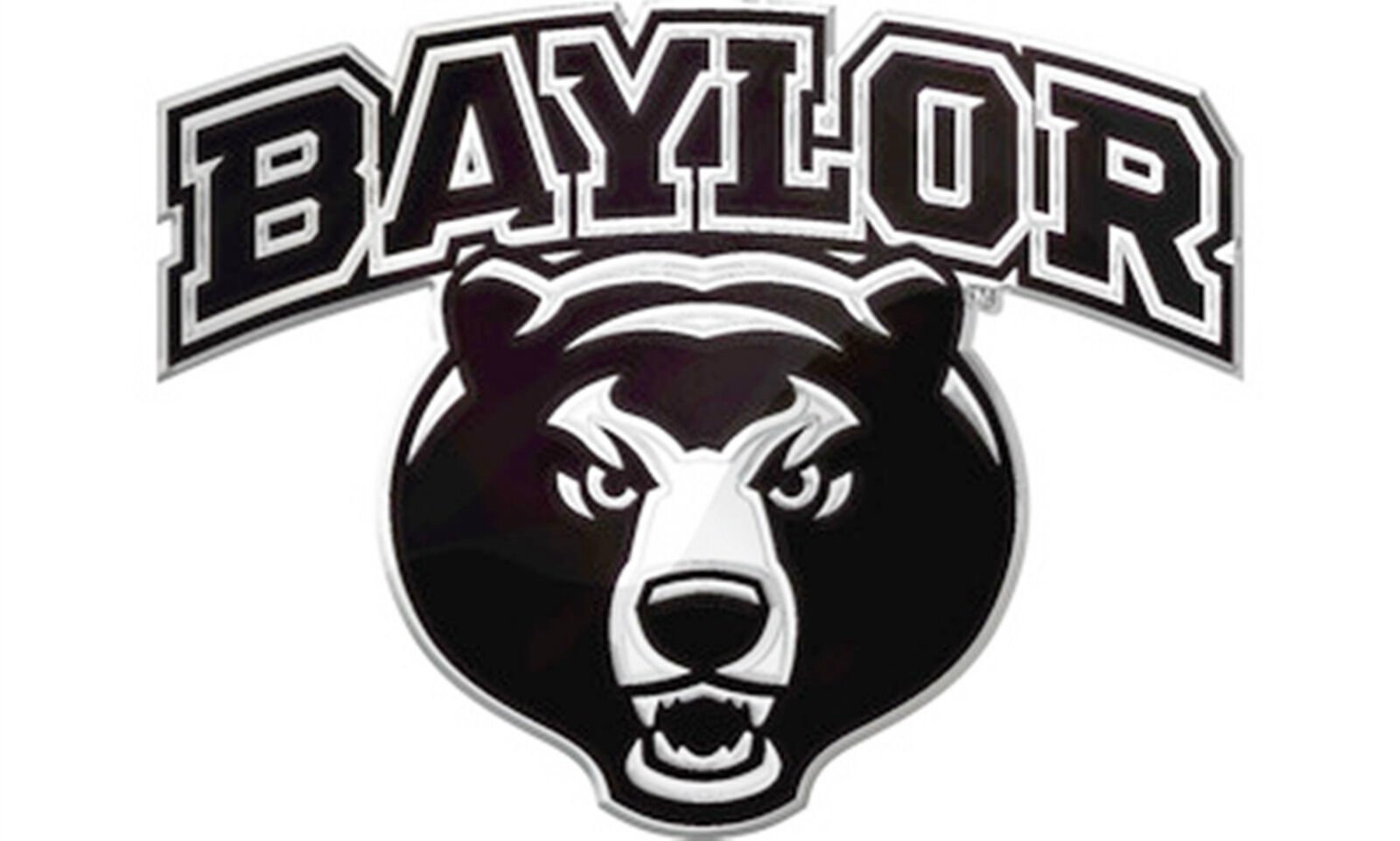 Baylor University Bears Premium Solid Metal Auto Emblem Chrome Raised Adhesive Tape Backing