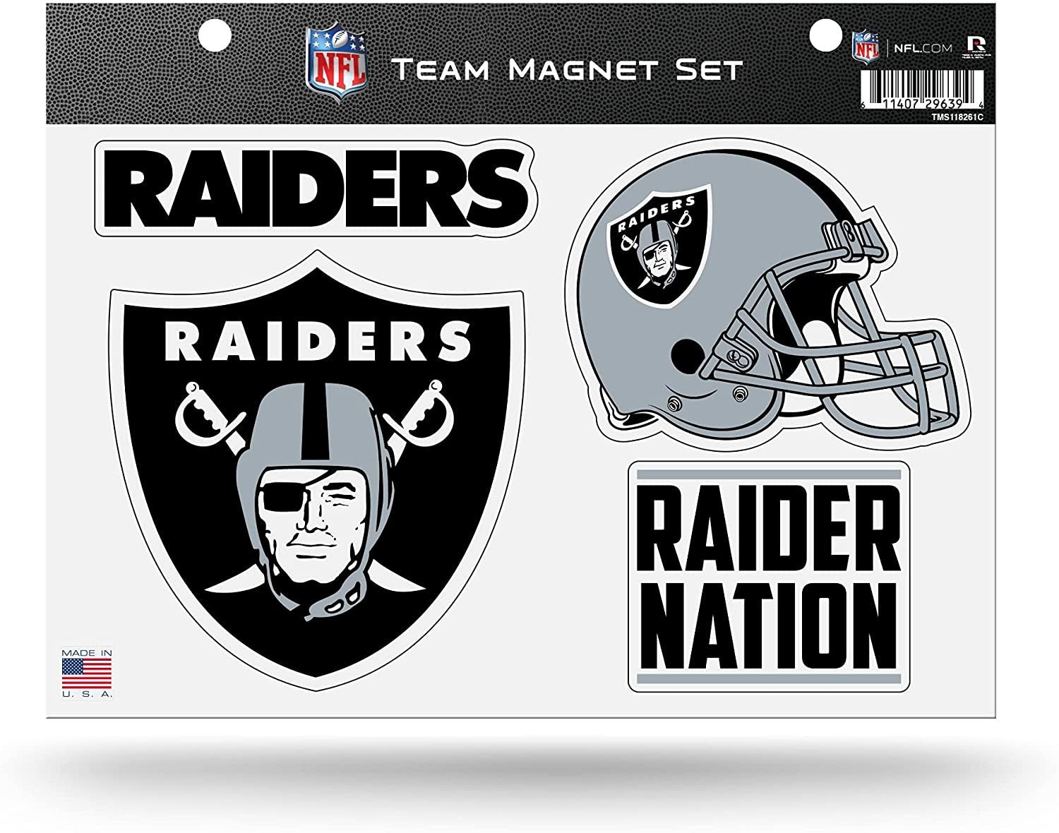 Rico Industries NFL Las Vegas Raiders 8.5" x 11" Team Magnet Set for Car, Refrigerator, Fridge, Locker, Office Cabinet 1