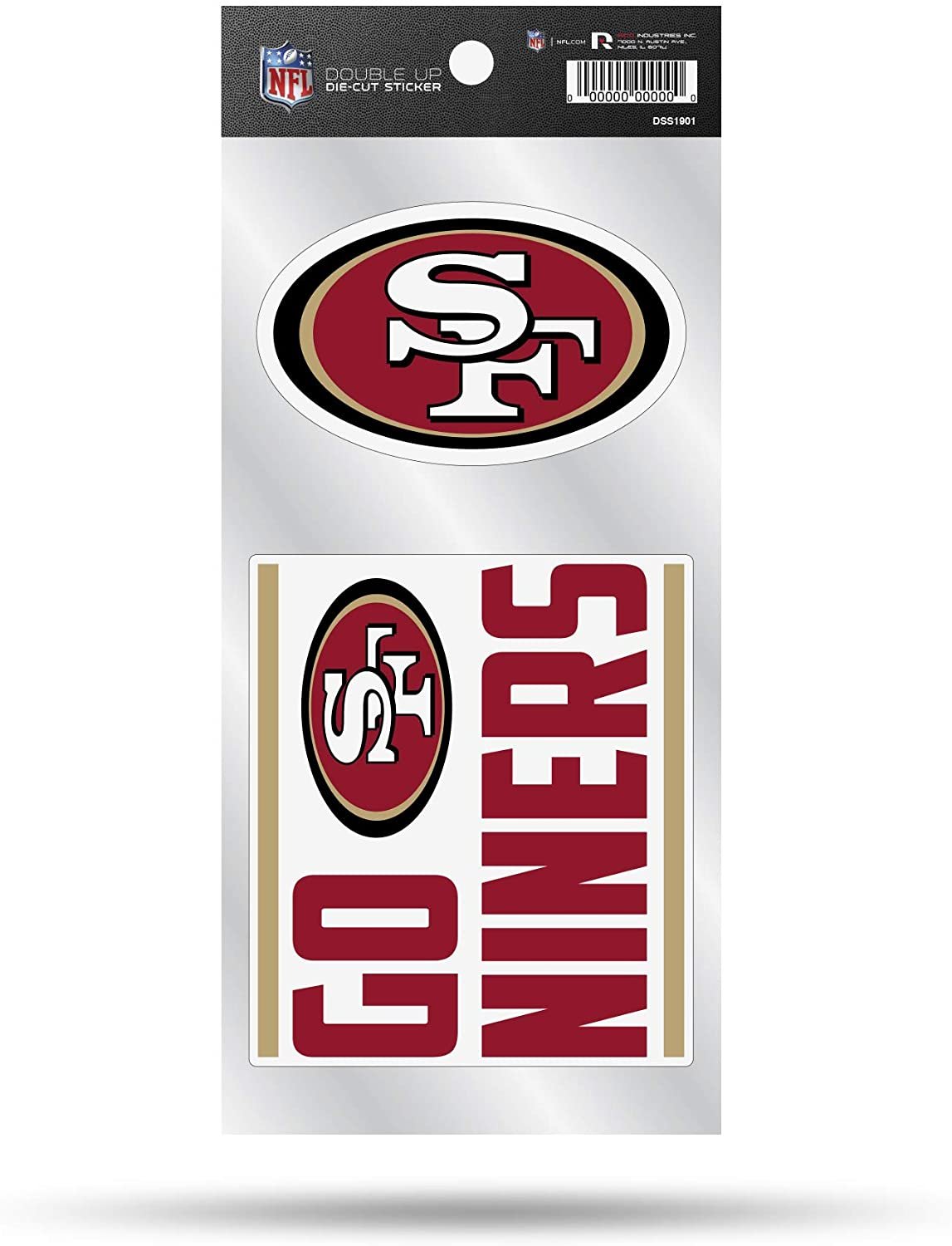 San Francisco 49ers 2-Piece Double Up Die Cut Sticker Decal Sheet, 4x8 Inch 1