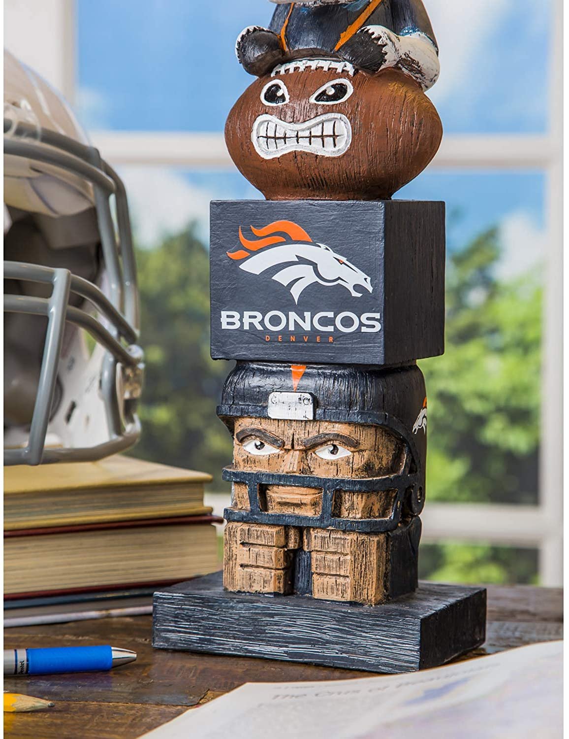 Denver Broncos Garden Statue, Tiki Totem Style, Outdoor or Indoor Use, 16 Inch Tall, Beautiful Hand Painted Resin Construction 7