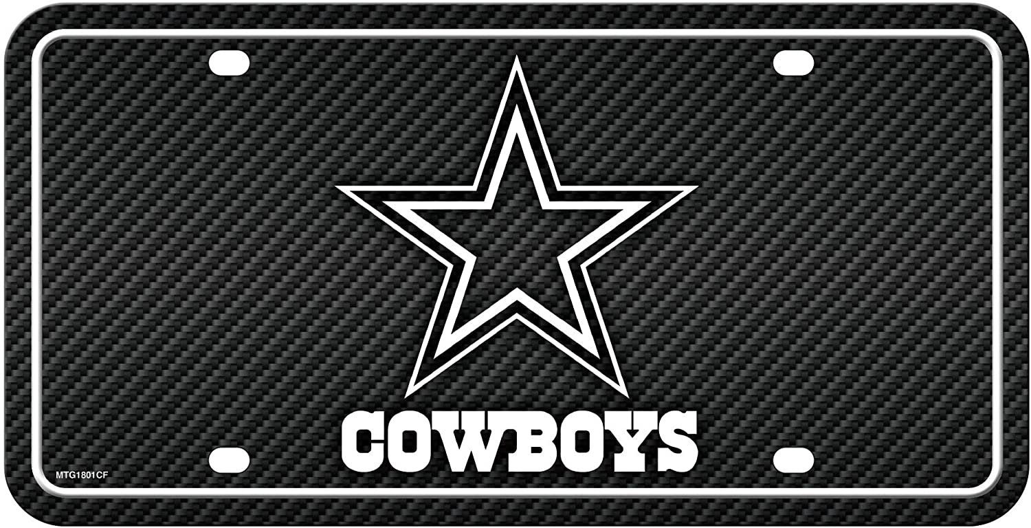 Dallas Cowboys Metal Auto Tag License Plate, Carbon Fiber Design, 6x12 Inch