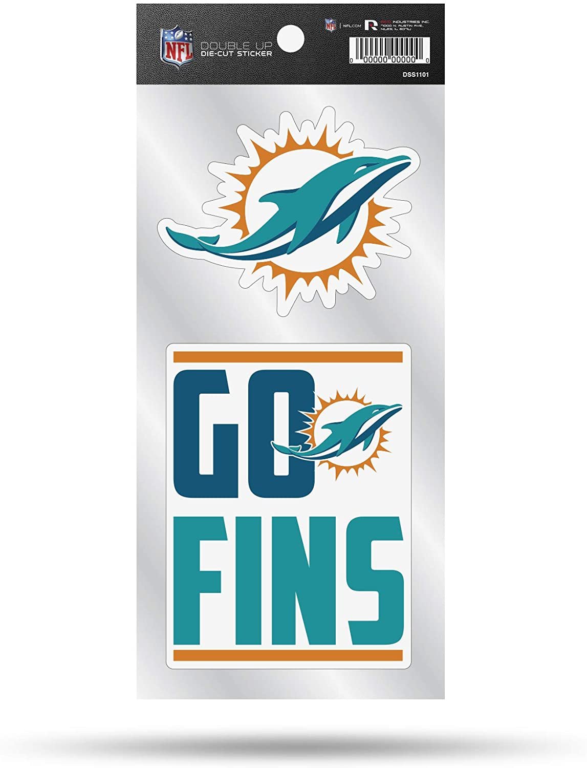 Miami Dolphins Double Up Die Cut 2-Piece Sticker Sheet 1