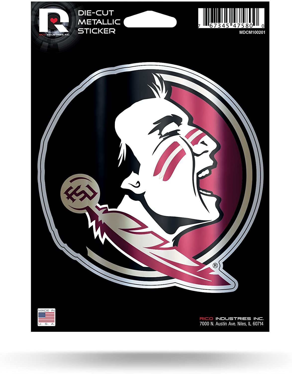 Florida State University Seminoles FSU 5 Inch Die Cut Shimmer Metallic Decal Sticker Flat Vinyl 1