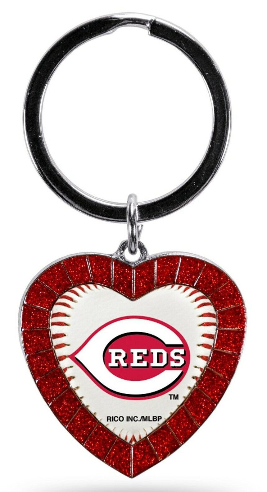 Cincinnati Reds Keychain Rhinestone Heart Decal Emblem Team Color Baseball 1