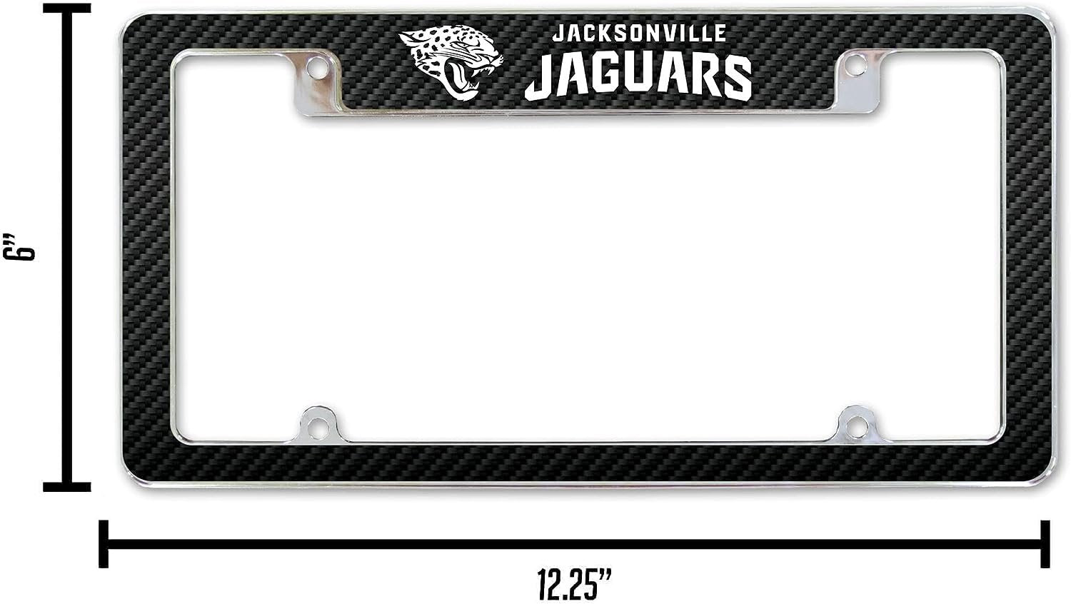Jacksonville Jaguars Metal License Plate Frame Chrome Tag Cover Carbon Fiber Design 6x12 Inch 5