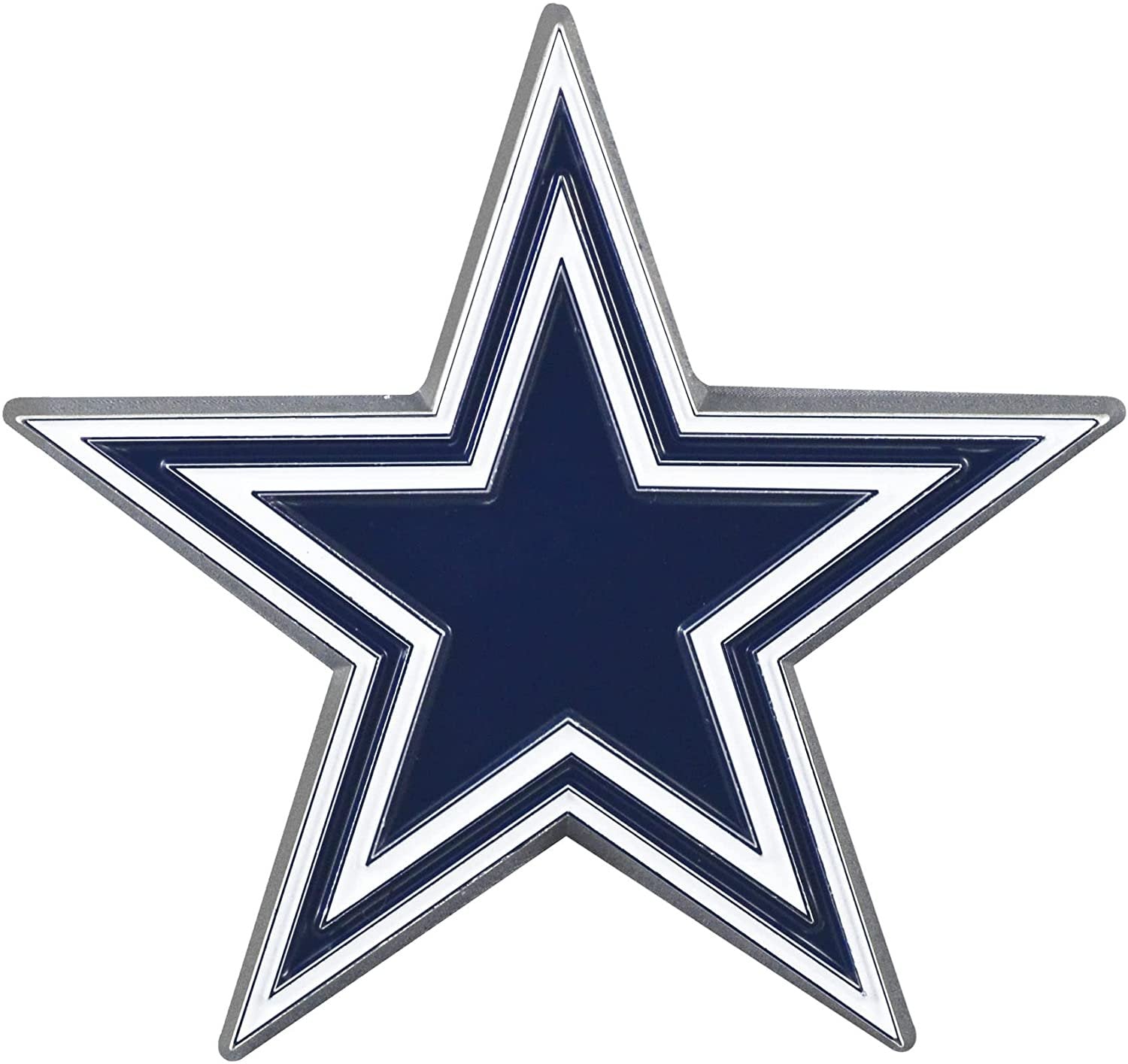 Dallas Cowboys Premium Solid Metal Raised Auto Emblem, Team Color, Shape Cut, Adhesive Backing