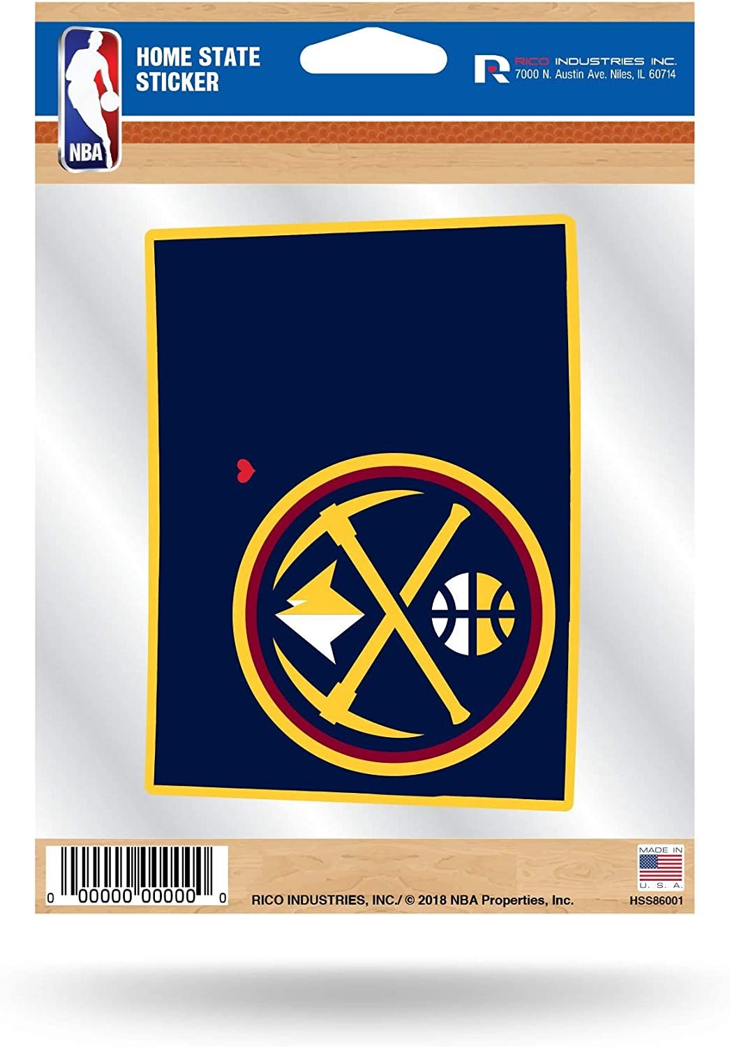 Denver Nuggets 5 Inch Sticker Decal, Home State Design, Flat Vinyl, Full Adhesive Backing 1