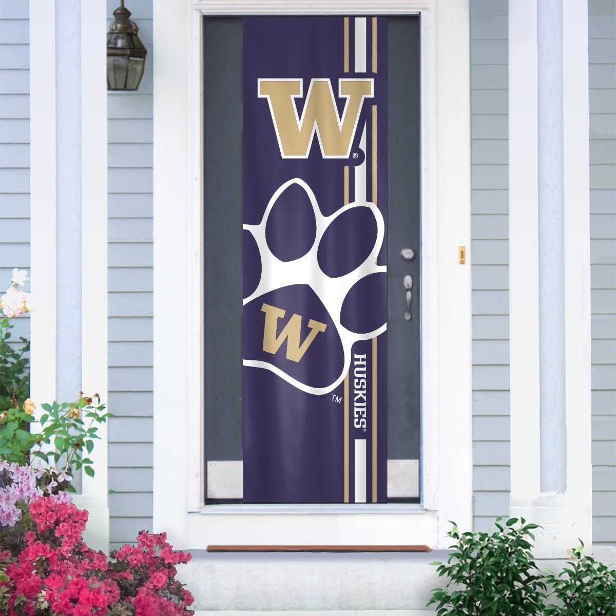 University of Washington Huskies Door Banner Flag, 84 x 24 Inch, Elastic Straps on Back, House or Office 2