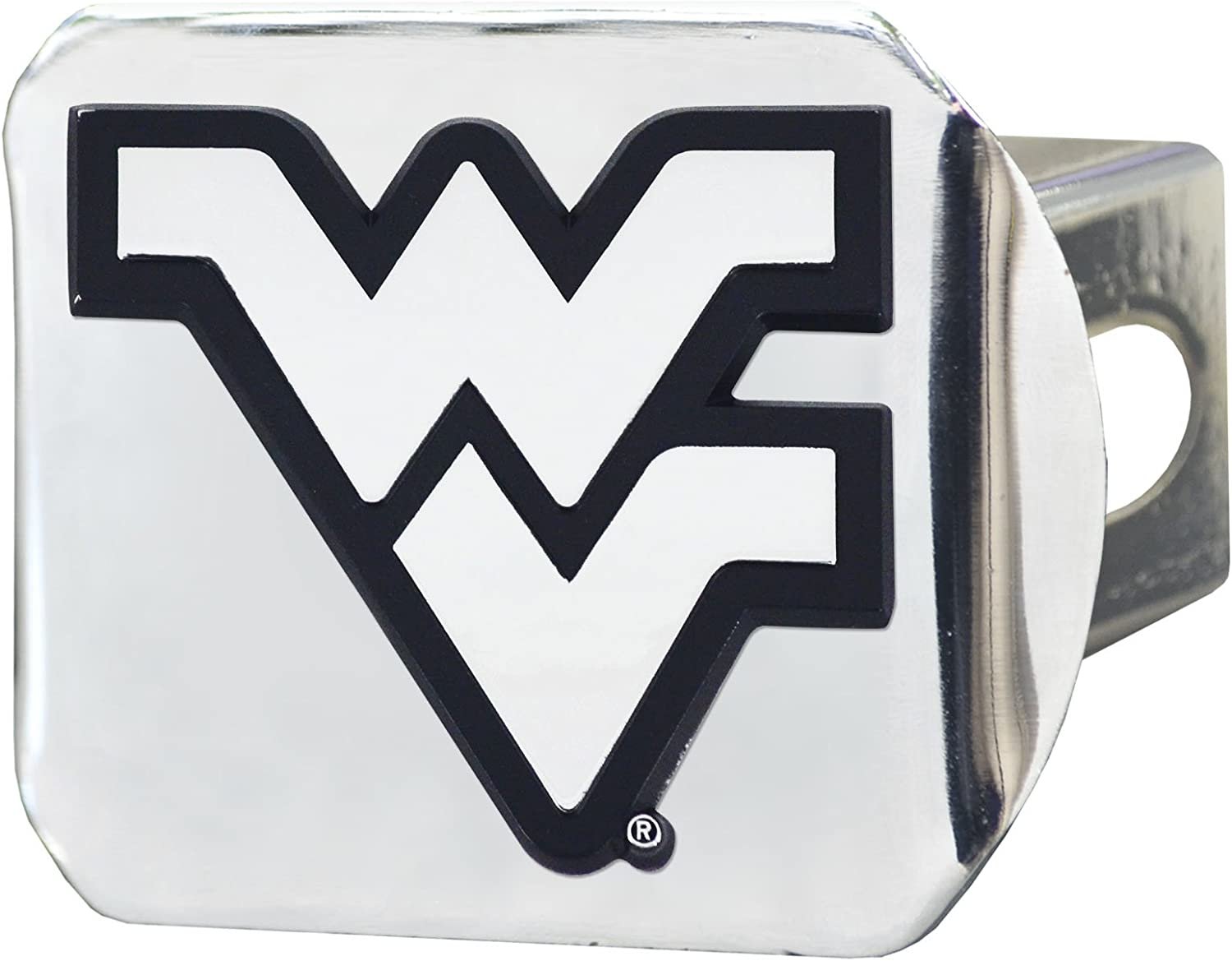 West Virginia University Mountaineers Hitch Cover Solid Metal with Raised Chrome Metal Emblem 2" Square Type III