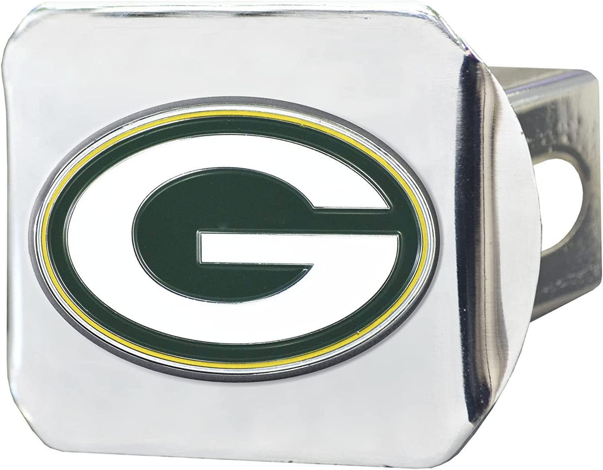Green Bay Packers Hitch Cover Solid Metal with Raised Color Metal Emblem 2" Square Type III