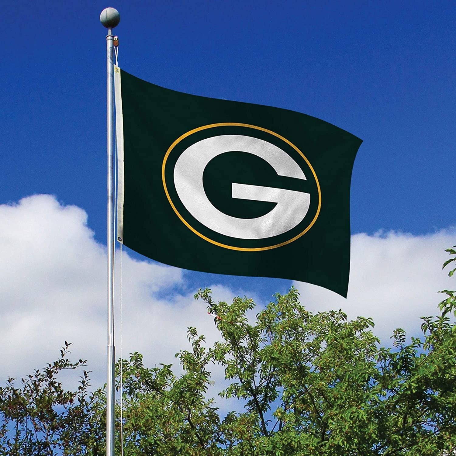 Green Bay Packers Premium 3x5 Feet Flag Banner, Logo Design, Metal Grommets, Outdoor Use, Single Sided