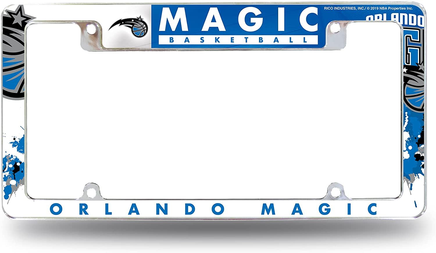 Orlando Magic Metal License Plate Frame Tag Cover All Over Design 12x6 Inch 1