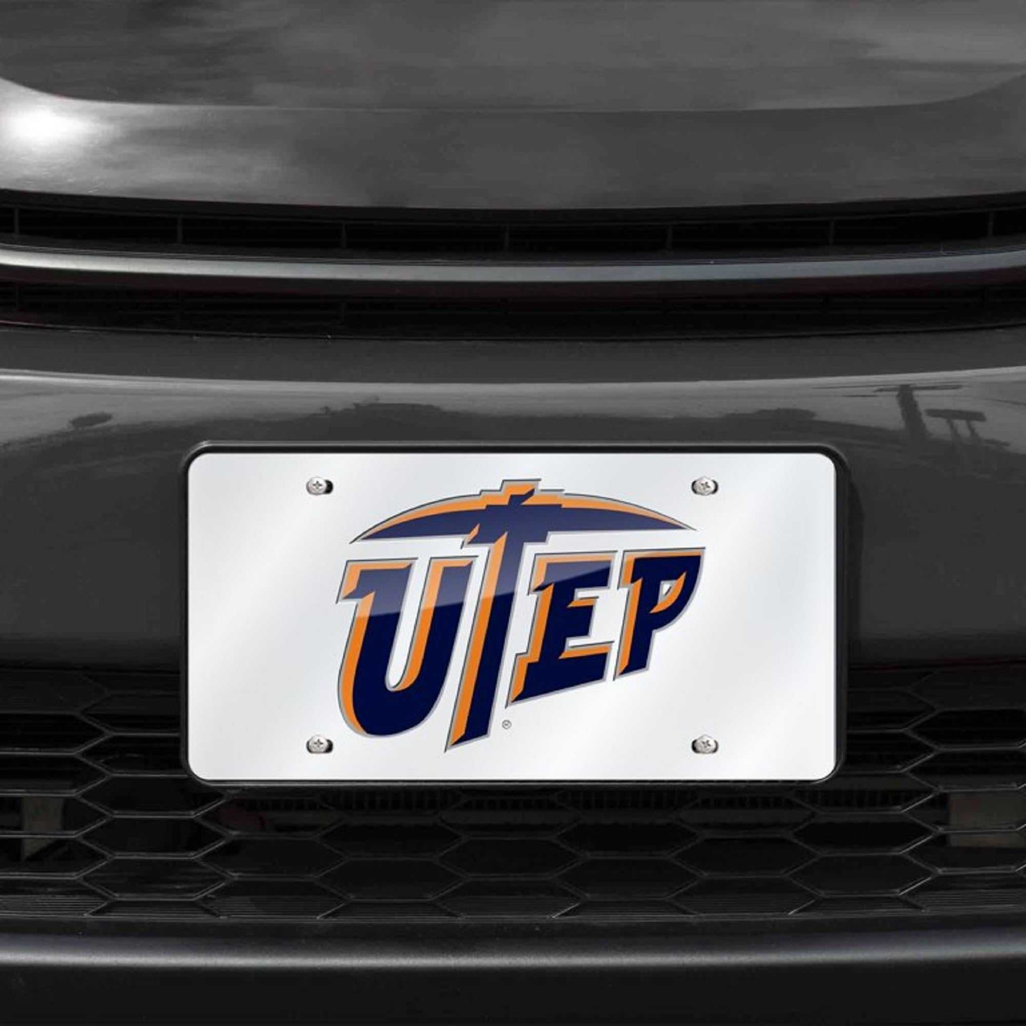 University of Texas El Paso UTEP Miners Premium Laser Cut Tag License Plate, Mirrored Acrylic Inlaid, 12x6 Inch 3