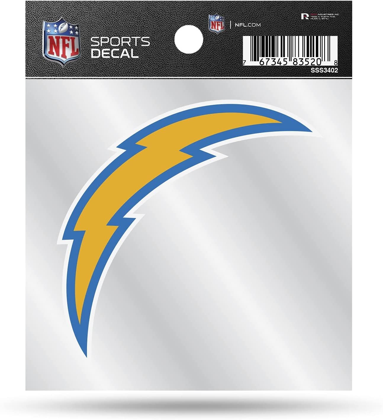 Los Angeles Chargers 4x4 Inch Die Cut Decal Sticker, Primary Logo, Clear Backing 1