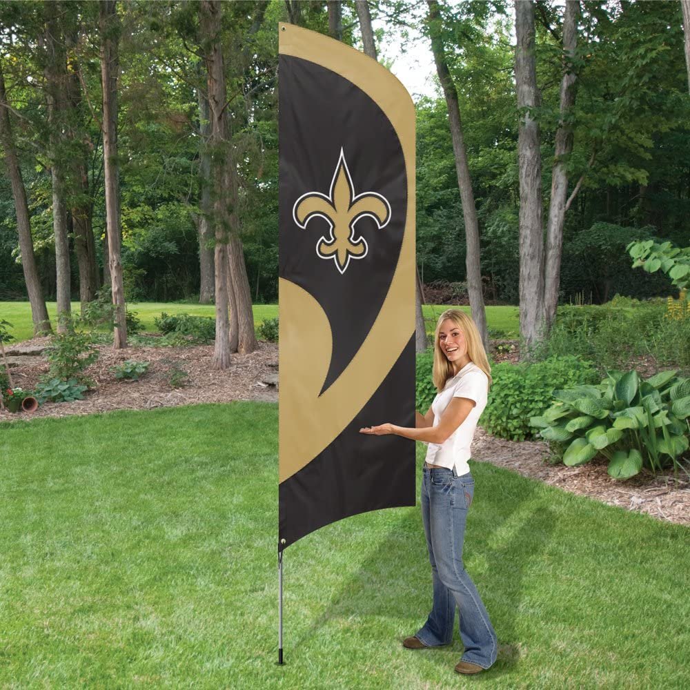 New Orleans Saints Tall Team Flag Tailgating Flag Kit 8.5 x 2.5 feet with Pole