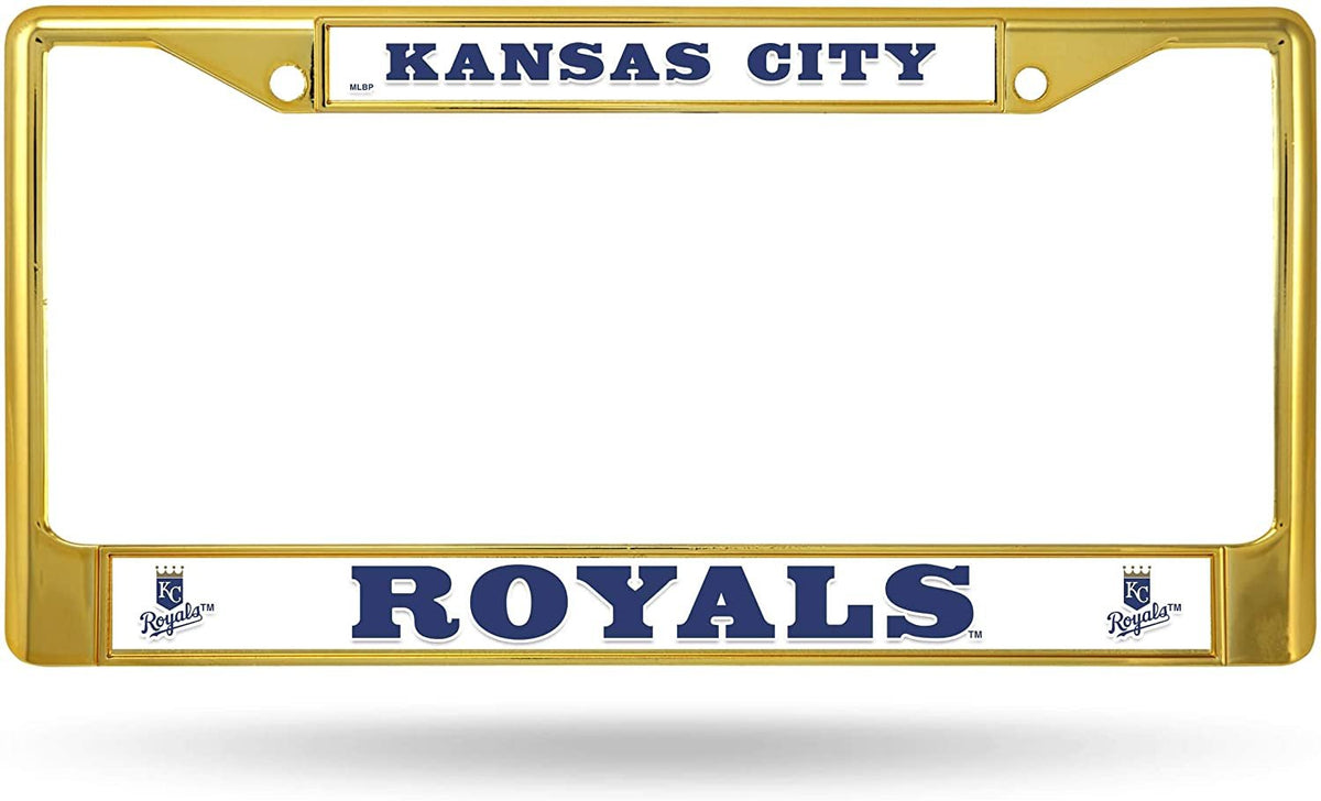 Kansas City Royals Gold Metal License Plate Frame Chrome Tag Cover, 12x6 Inch 1