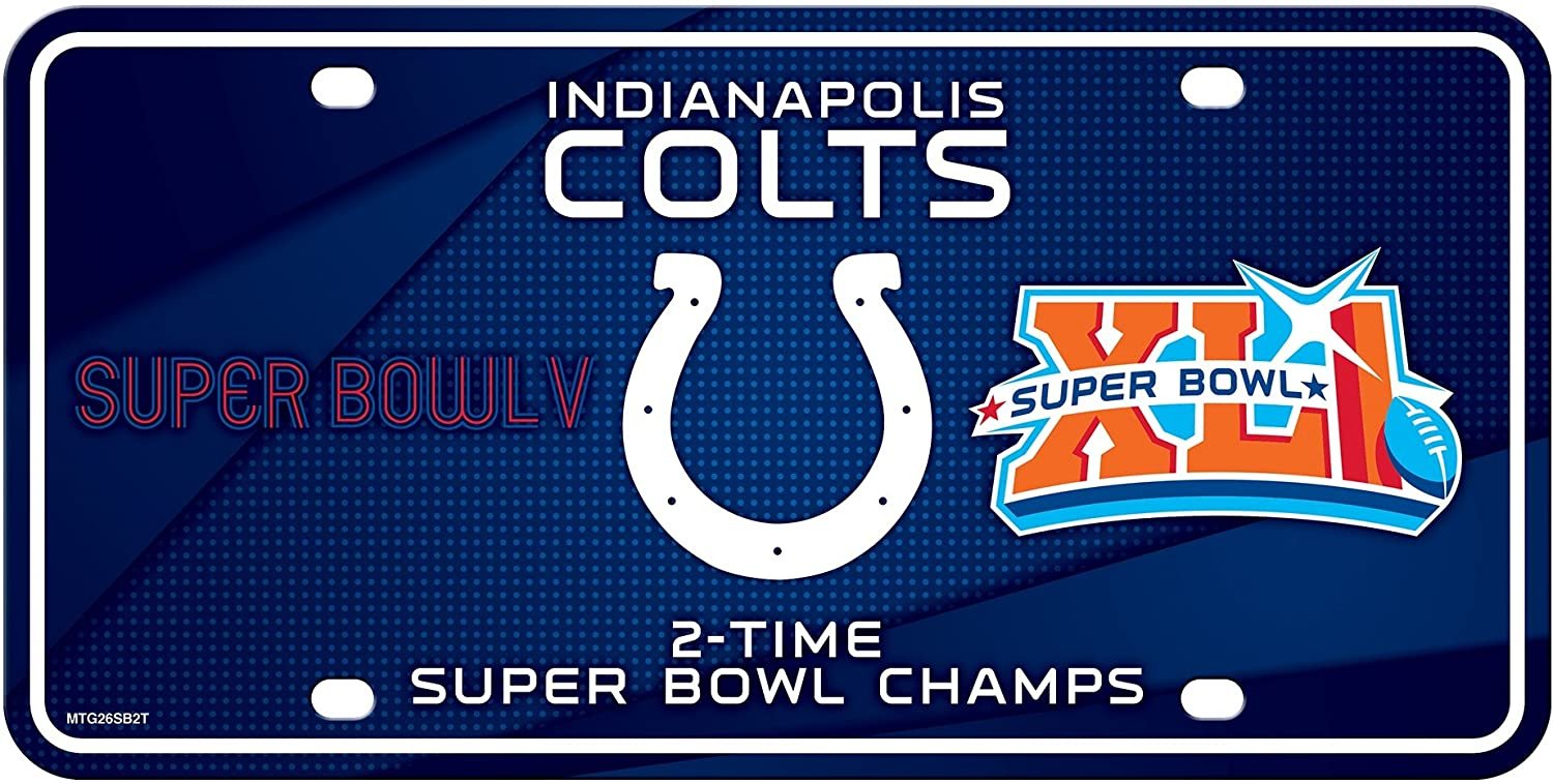 Indianapolis Colts Metal Auto Tag License Plate, 2-Time Super Bowl Champions, 6x12 Inch 1