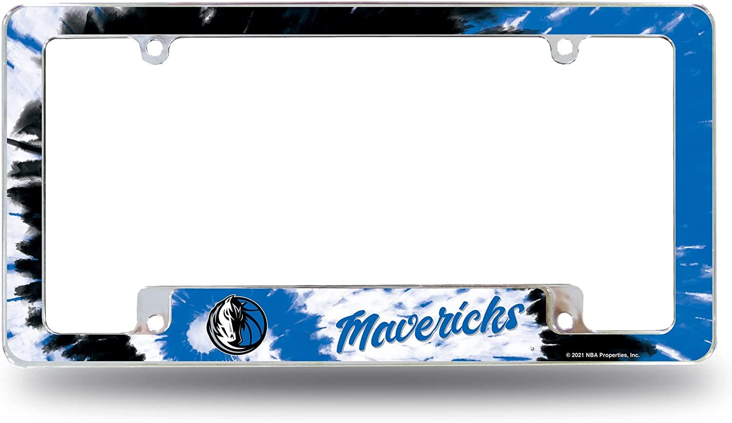Dallas Mavericks Metal License Plate Frame Chrome Tag Cover Tie Dye Design 6x12 Inch 1
