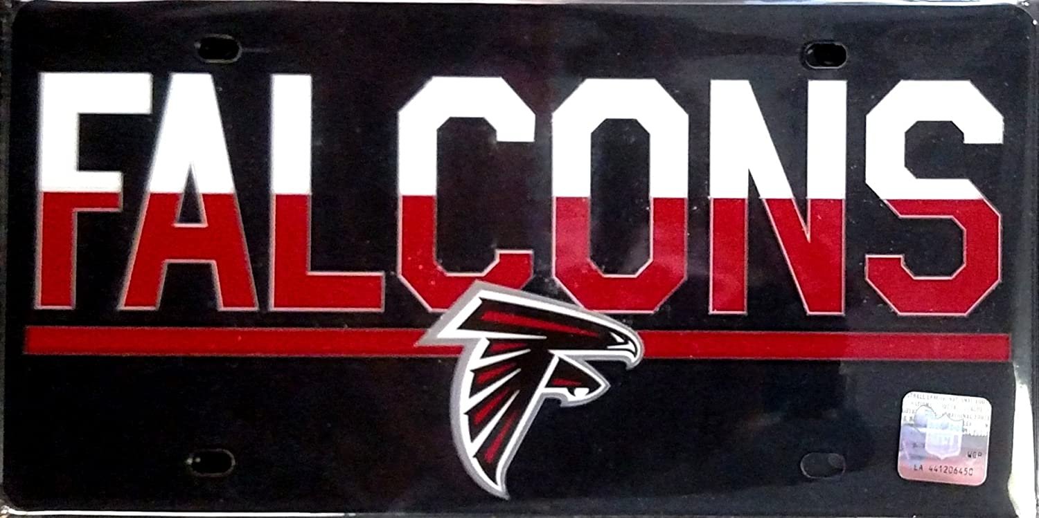 Atlanta Falcons Duo-Tone Premium Laser Cut Tag License Plate, Mirrored Acrylic Inlaid, 6x12 Inch