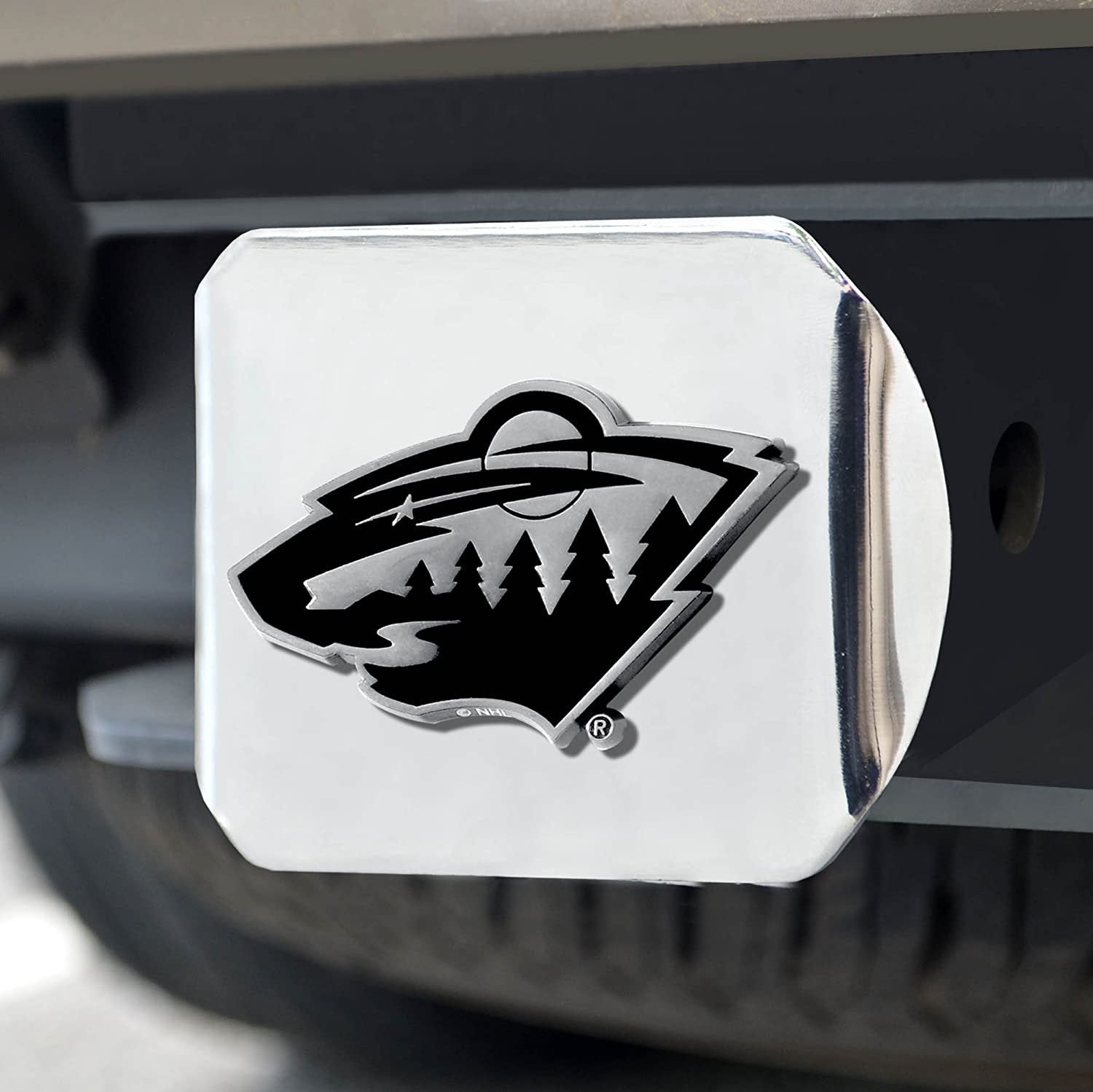 Minnesota Wild Hitch Cover Solid Metal with Raised Chrome Metal Emblem 2" Square Type III