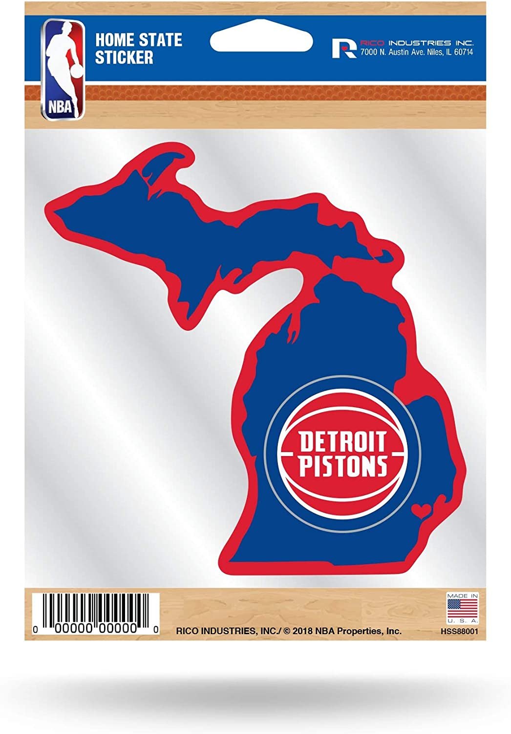 Detroit Pistons 5 Inch Sticker Decal, Home State Design, Flat Vinyl, Full Adhesive Backing 1