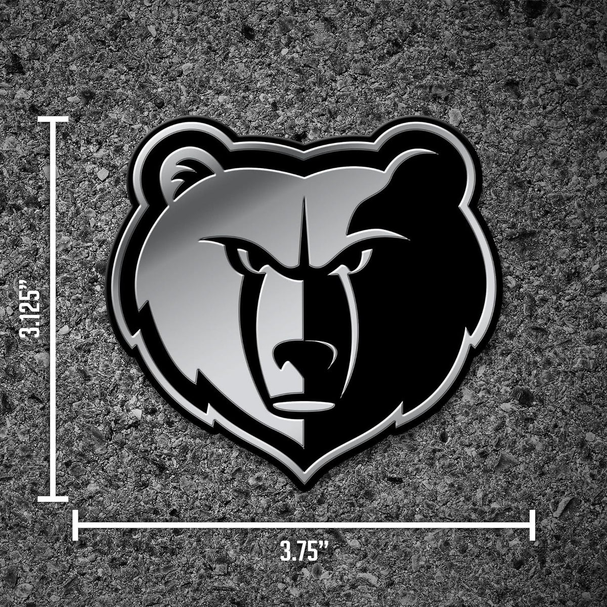 Memphis Grizzlies Auto Emblem, Silver Chrome Color, Raised Molded Plastic, 3.5 Inch, Adhesive Tape Backing 4