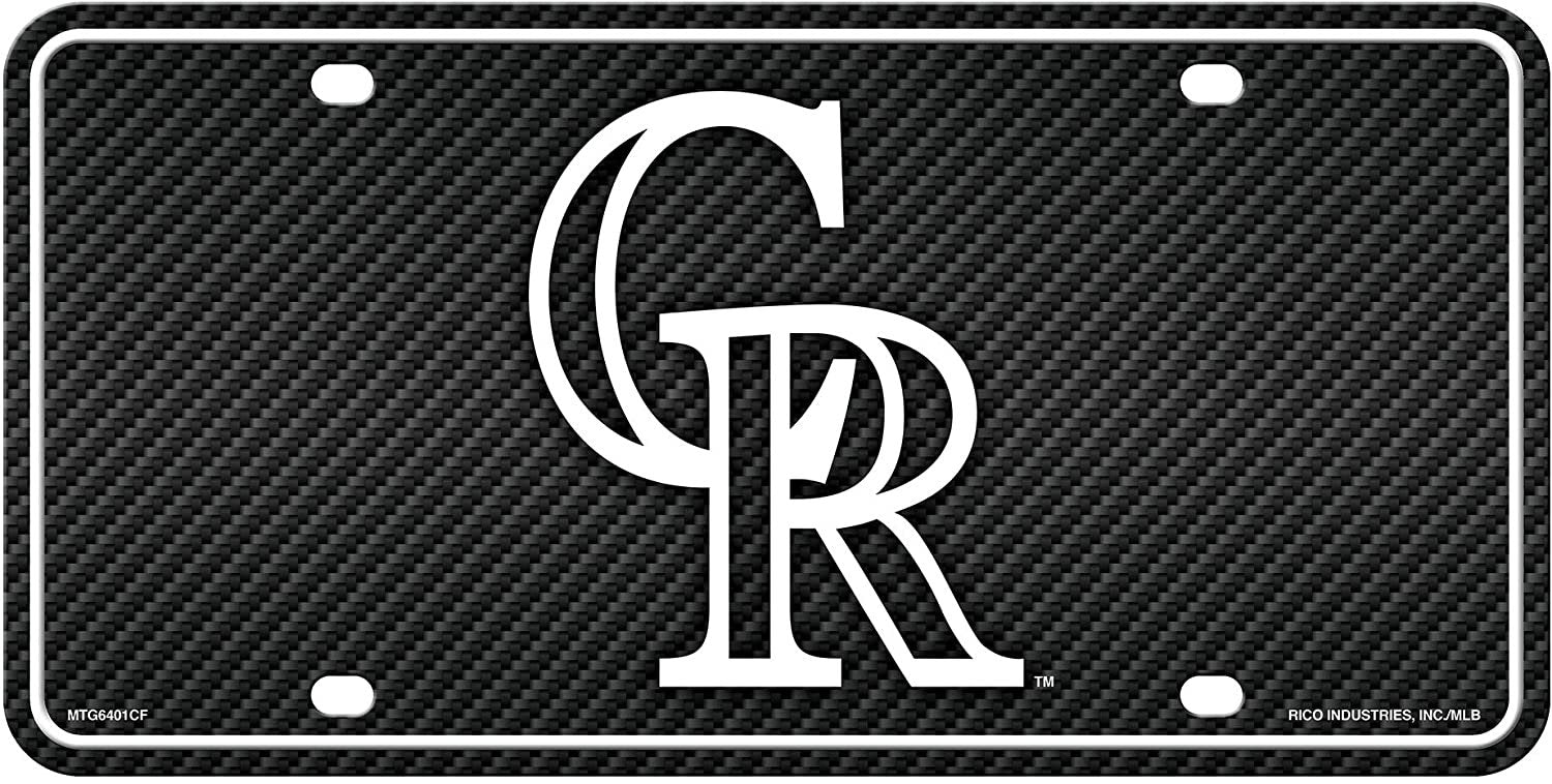 Colorado Rockies Metal Auto Tag License Plate, Carbon Fiber Design, 6x12 Inch