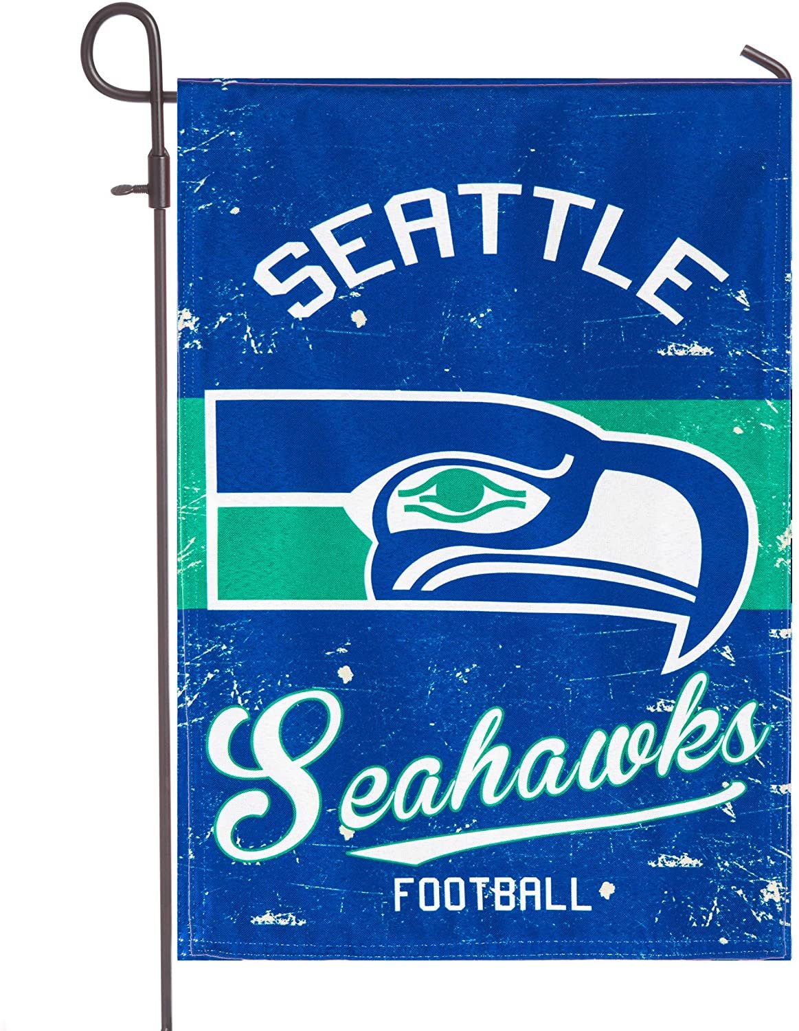 Seattle Seahawks Premium Garden Flag Banner, Double Sided, Retro Vintage Style, Linen, 13x18 Inch 4