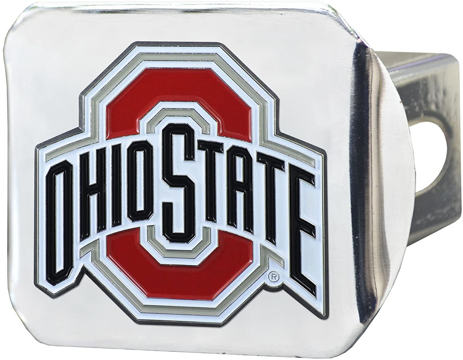 Ohio State University Buckeyes Hitch Cover Solid Metal with Raised Color Metal Emblem 2" Square Type III