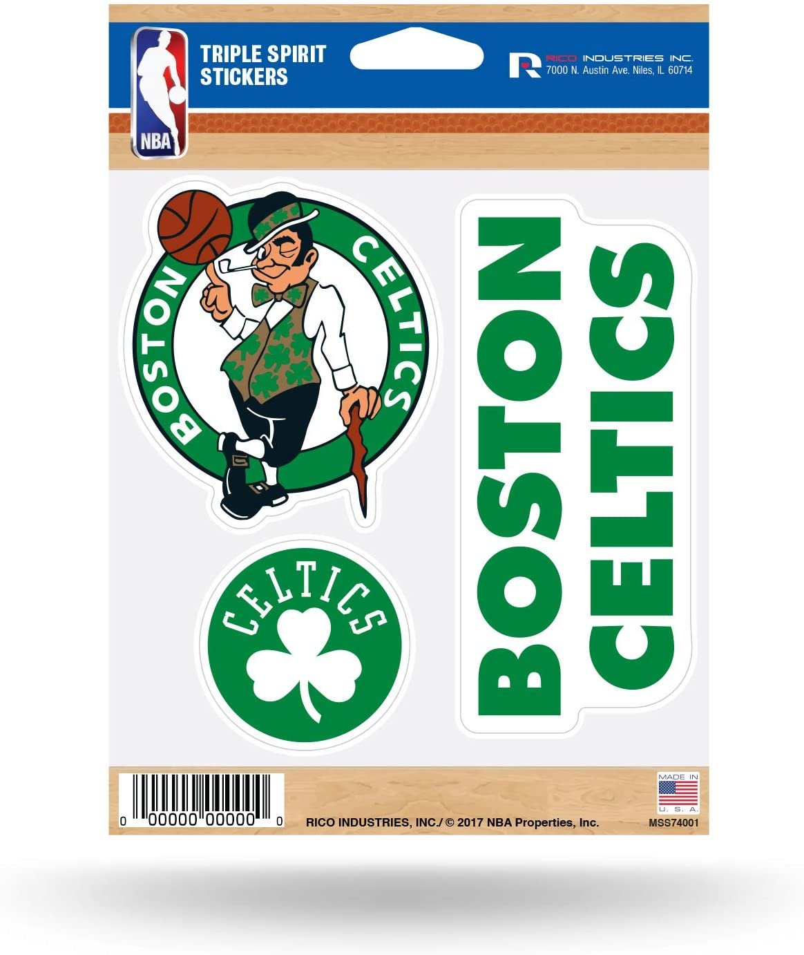 Boston Celtics Die Cut 3-Piece Triple Spirit Sticker Sheet 1