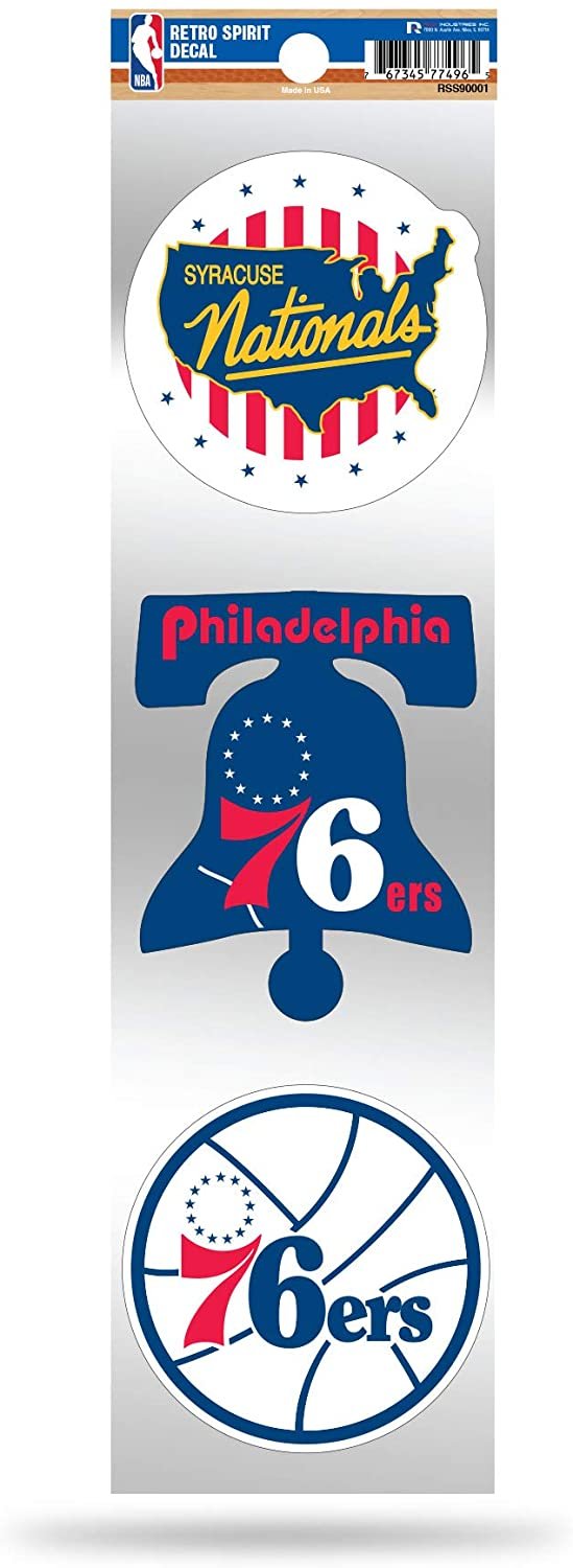 Rico Industries NBA Philadelphia 76ers 3-Piece Retro Spirit Decals 1