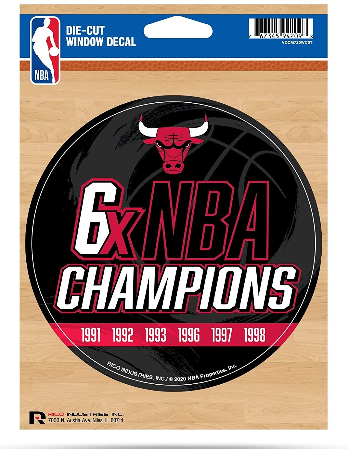 Chicago Bulls 6X Time Champions 5" Decal Sticker Flat Vinyl Auto Emblem Basketball 1