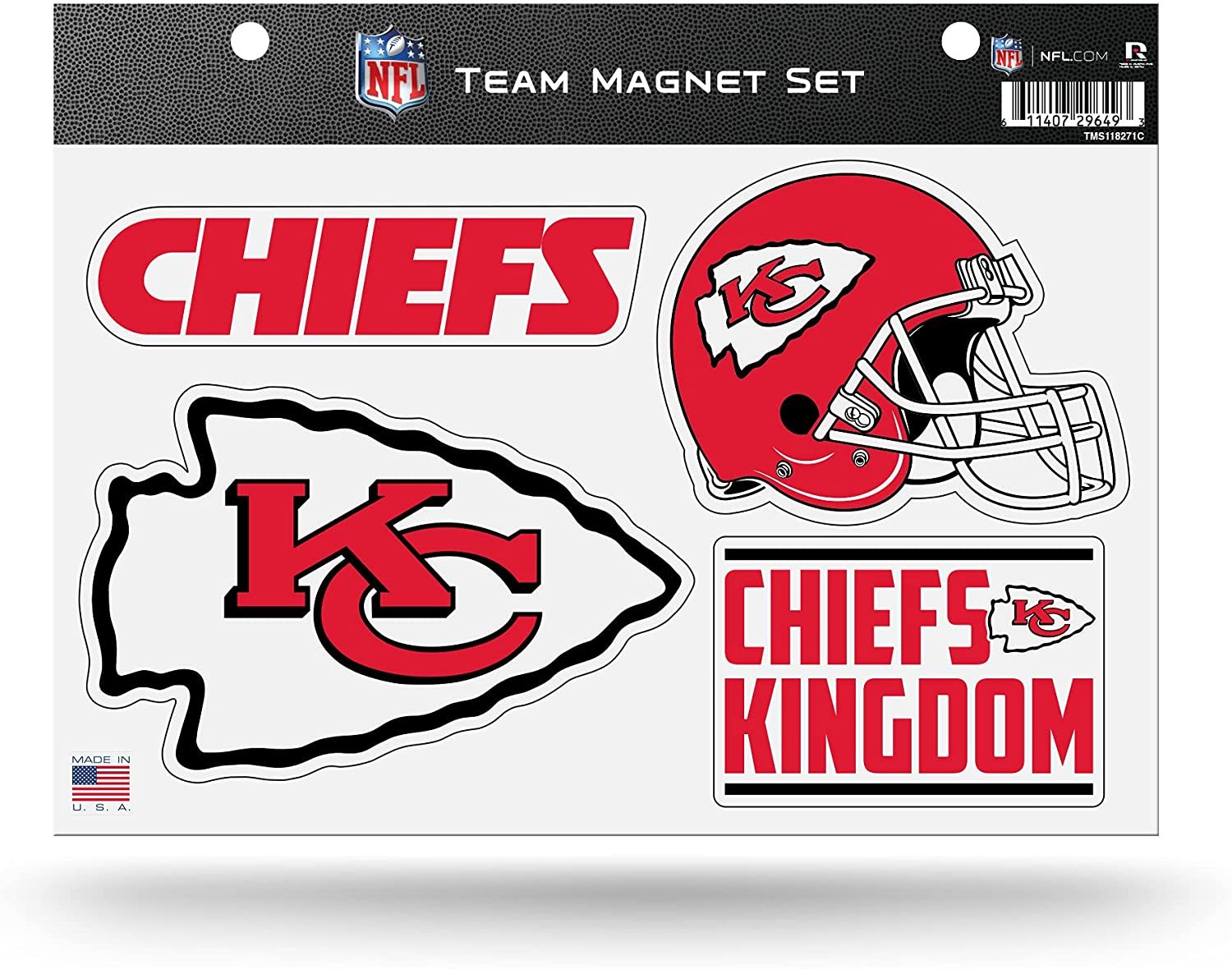 Rico Industries NFL Kansas City Chiefs 8.5" x 11" Team Magnet Set for Car, Refrigerator, Fridge, Locker, Office Cabinet 1