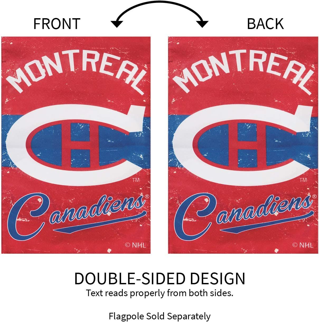 Montreal Canadiens Premium Linen Banner Flag Double Sided 28x44 Inch Vintage Logo Design Outdoor 4