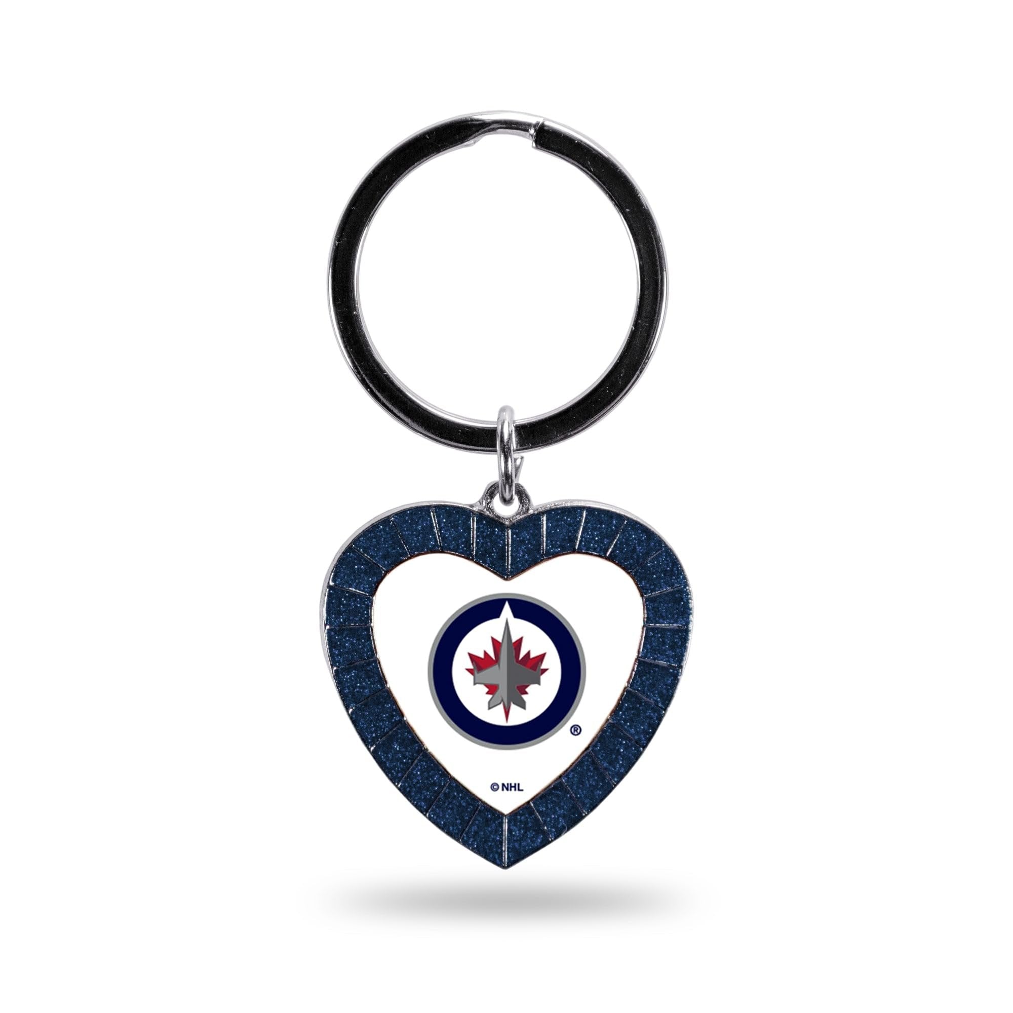 Jets - WIN Colored Rhinestone Heart Keychain - Navy 1