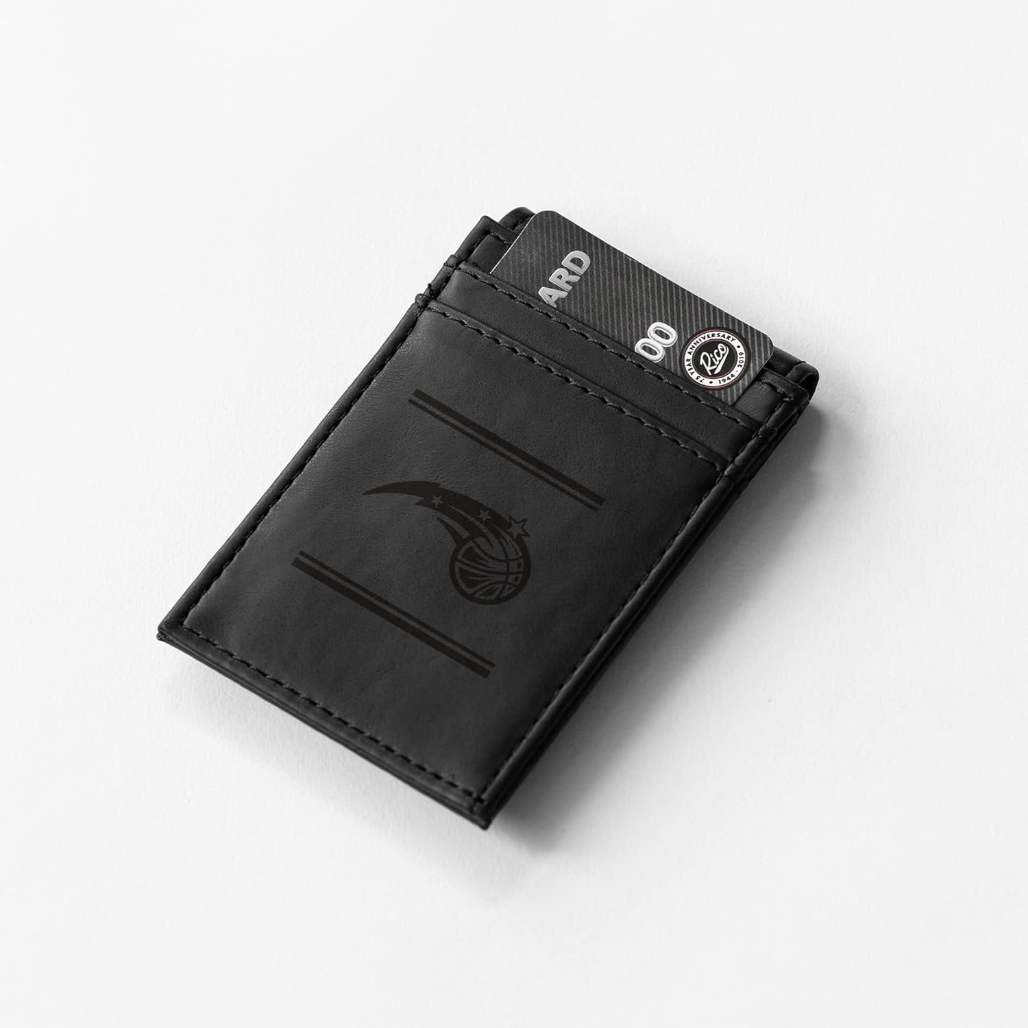 Orlando Magic Premium Black Leather Wallet, Front Pocket Magnetic Money Clip, Laser Engraved, Vegan 2