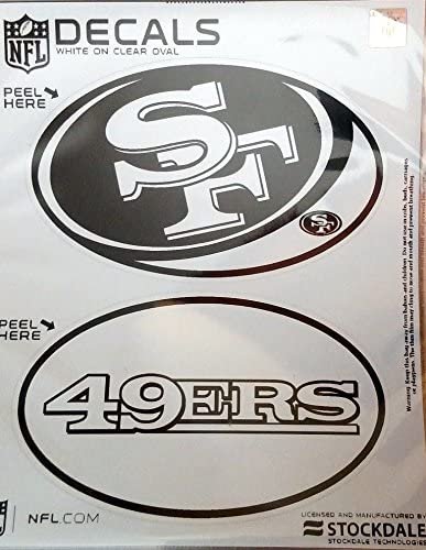 San Francisco 49ers 2-Piece White and Clear Euro Decal Sticker Set, 4x2.5 Inch Each 1