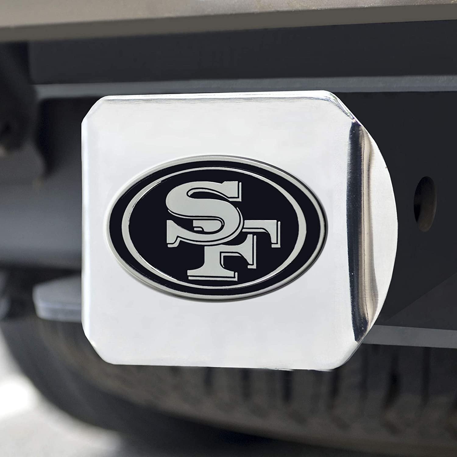 FANMATS - 15626 NFL San Francisco 49ers Metal Hitch Cover, Chrome, 2" Square Type III Hitch Cover