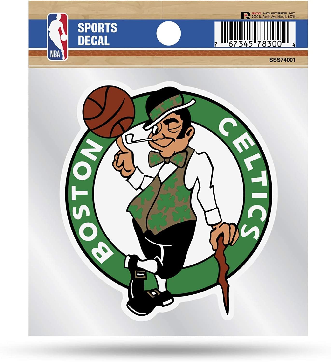 Boston Celtics 4x4 Inch Die Cut Decal Sticker, Primary Logo, Clear Backing