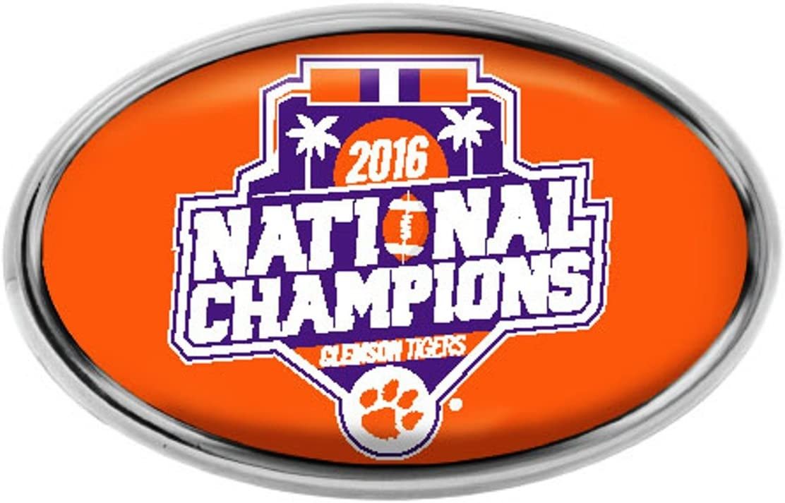 Clemson Tigers 2016 Championship Raised Oval Color Chrome Auto Emblem Decal University 1