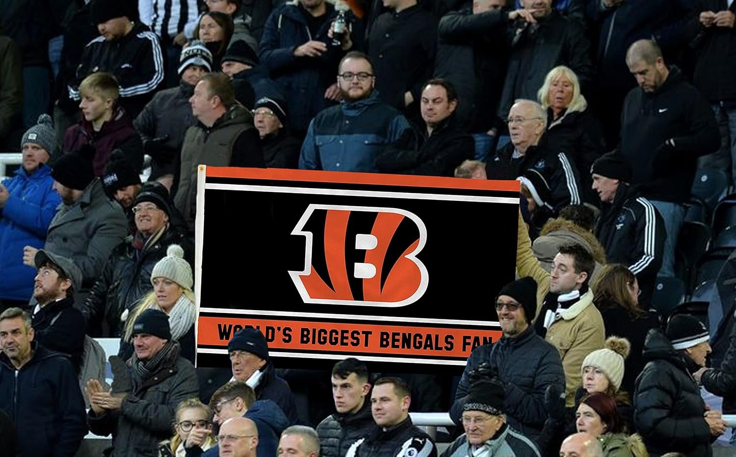Cincinnati Bengals 3x5 Feet Flag Banner, World's Biggest Fan, Metal Grommets, Single Sided, Indoor or Outdoor Use 3
