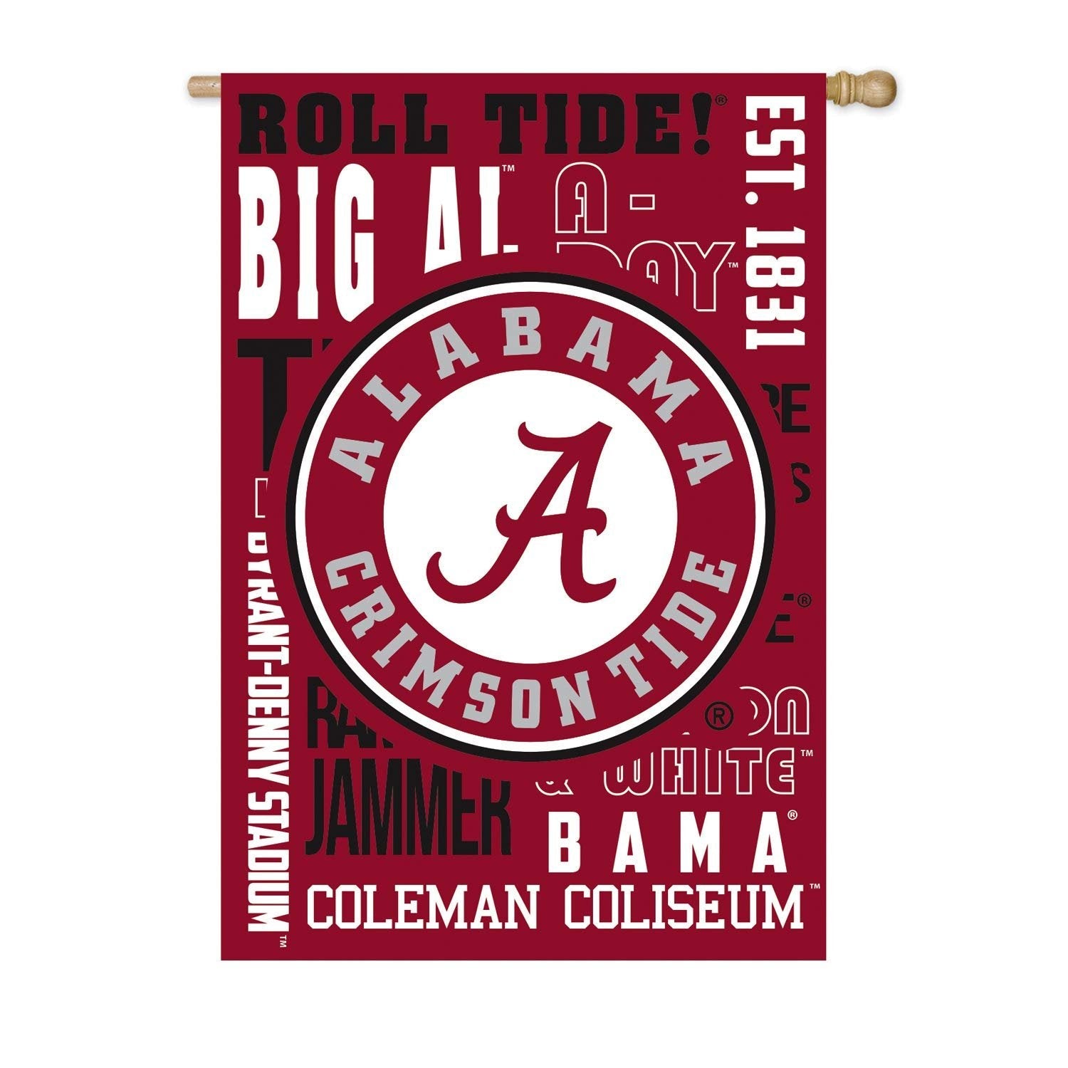 University of Alabama Crimson Tide Premium Double Sided Garden Flag Banner, Fan Rules Design, 13x18 Inch, Display Stand Sold Seperately, Officially Licensed 2