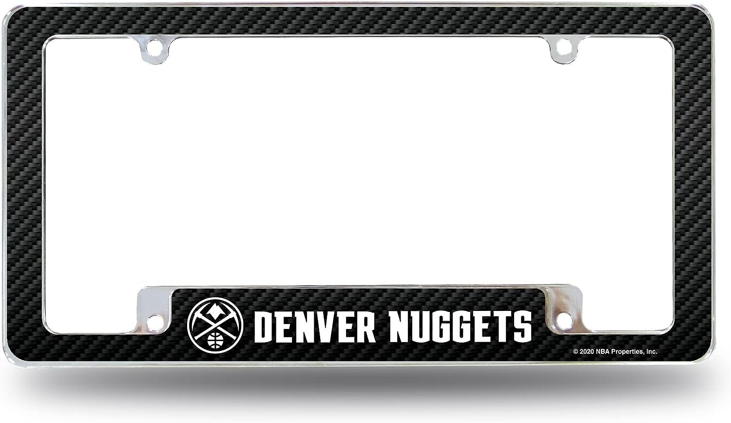 Denver Nuggets Premium Metal License Plate Frame Tag Cover, Carbon Fiber Design, 6x12 Inch 1