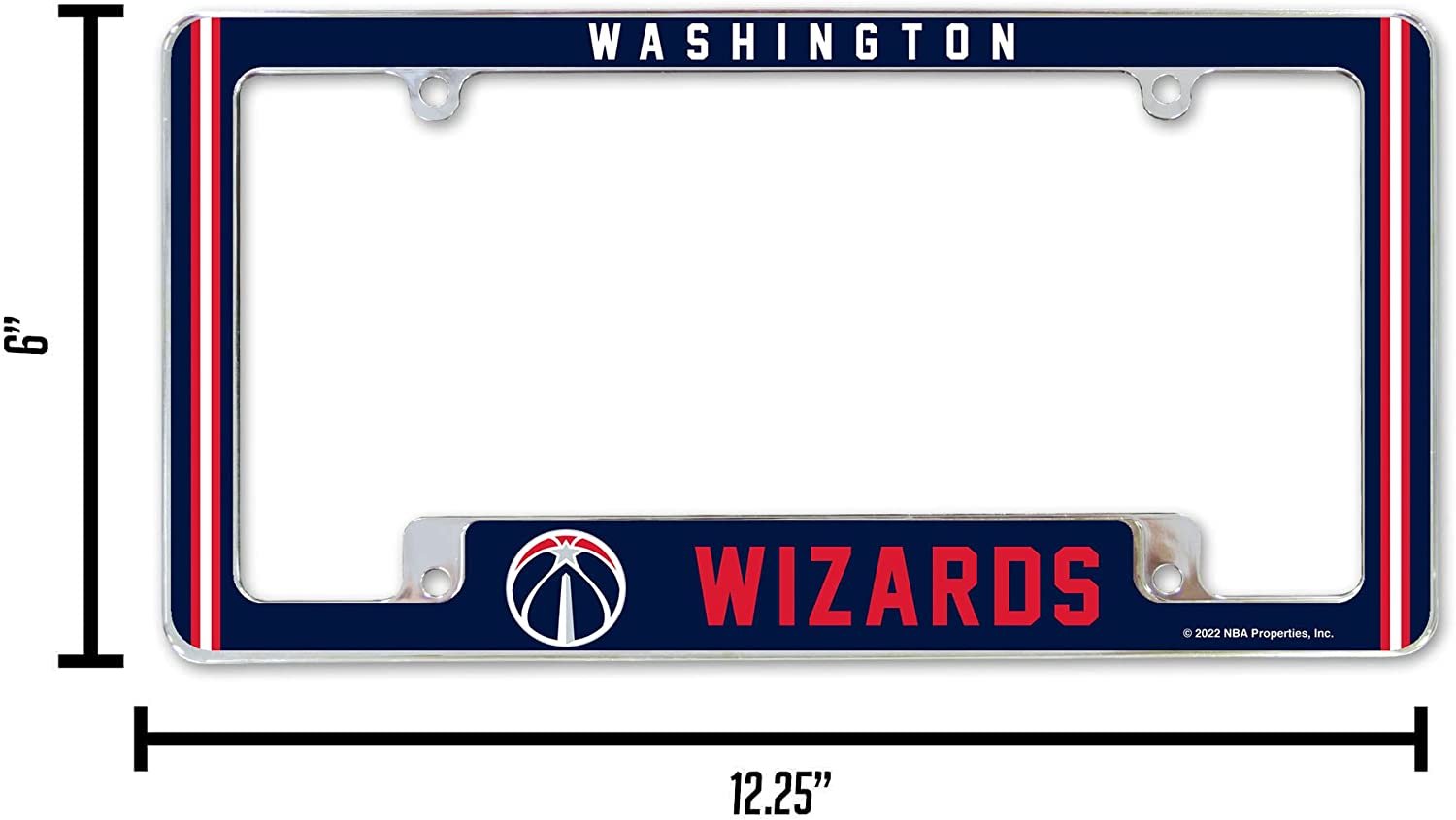 Washington Wizards Metal License Plate Frame Chrome Tag Cover Alternate Design 6x12 Inch 5