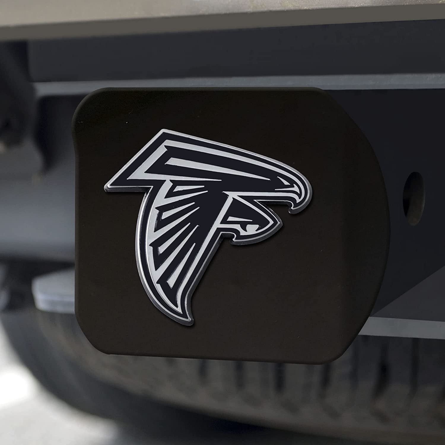 Atlanta Falcons Solid Metal Hitch Cover, Black, 2" Square Type III Hitch Cover