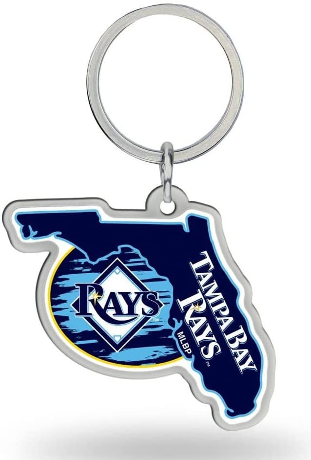 Tampa Bay Rays Metal Keychain, State of Florida Shaped