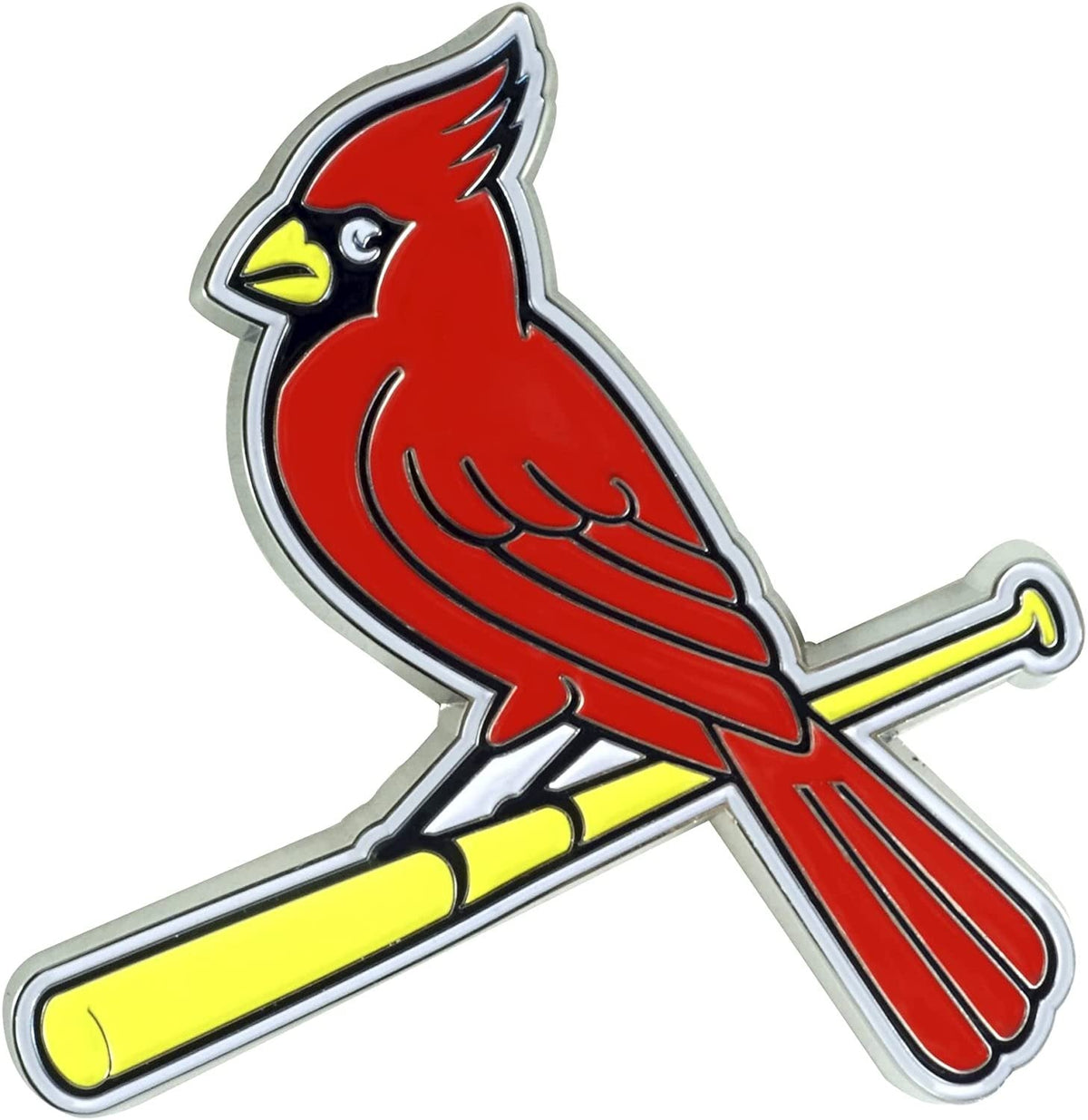 St Louis Cardinals Premium Solid Metal Raised Auto Emblem, Shape Cut, Adhesive Backing