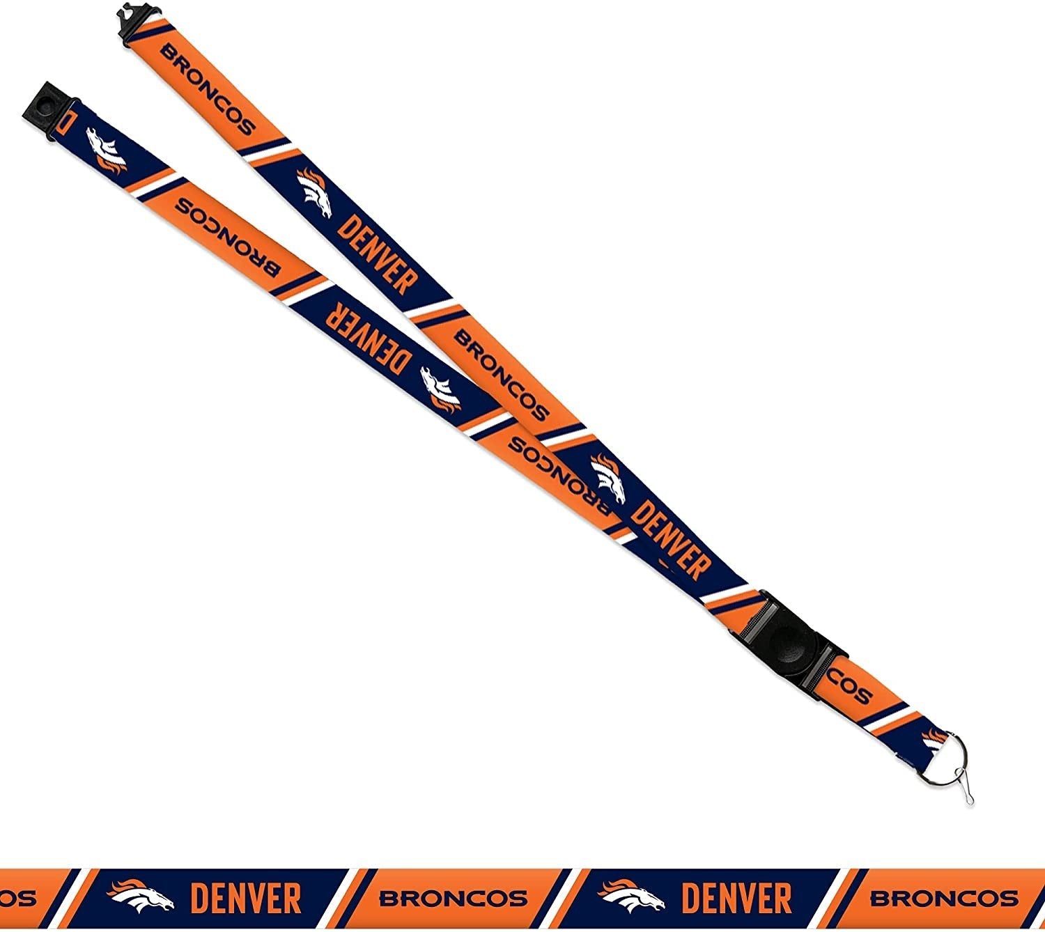 Denver Broncos Lanyard Keychain Double Sided Breakaway Safety Design Adult 18 Inch 2